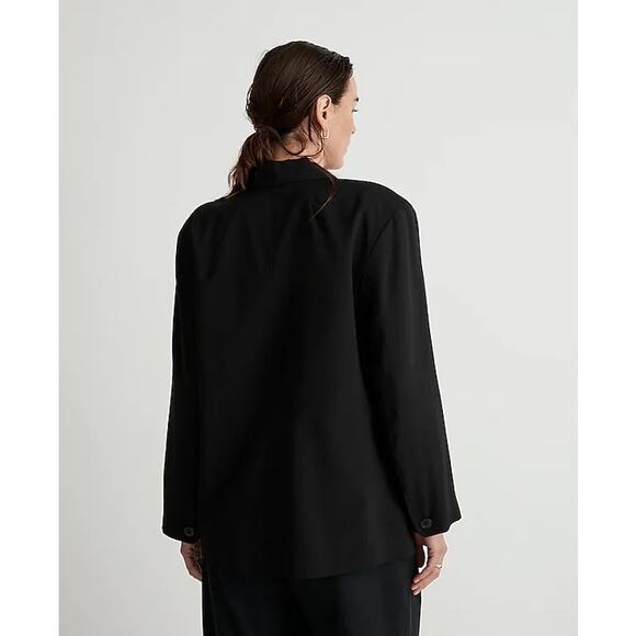 Madewell Black Oversized Relaxed Softdrape Blazer Jacket Size Medium - Picture 3 of 14